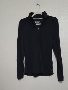 Coolibar Black Long Sleeve Zip-Front Sun Tee
